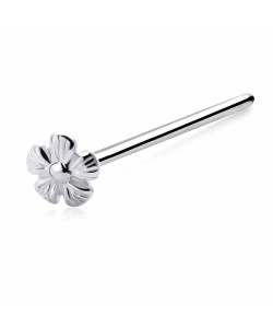 Flower Bloom Silver Straight Nose Stud NSKA-763